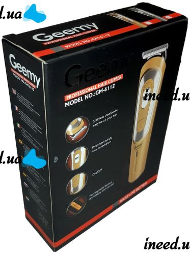 Wireless Men's Hair Clipper Gemei GM-6112 Handheld Rechargeable Beard Trimmer with Replaceable Nozzles Geemy GM-6112 