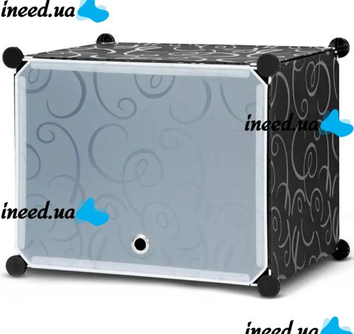 Складной шкаф органайзер для вещей Storage Cube Cabinet МР 416-102 146Х37Х146 см пластиковая тумба на 16 секций полочка для одежды и обуви Черная