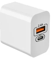 Сетевое зарядное устройство адаптер Adopter with Wire PDA USB TYPE-C на 2 порта 12W, Блок питания зарядка Fast Charge 2.4A для телефона 12Вт Белый