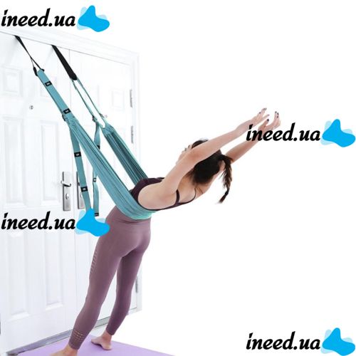 Подвесной гамак для йоги и фитнеса Air Yoga rope Синий, Резинки для аэройоги, пилатеса и тренировки мышц с креплением в дверной проём