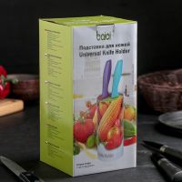 Настольная подставка для ножей 14 см Universal Knife Holder круглая с черным наполнителем из полипропиленового волокна на кухню 90*90*140 мм