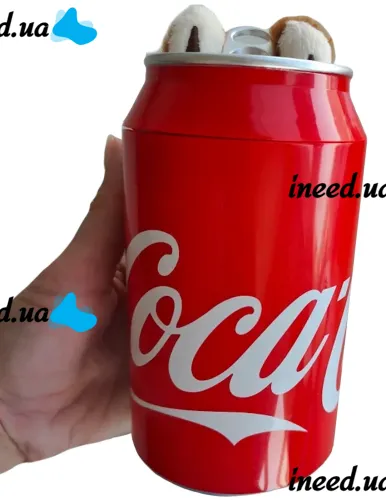 Детская плюшевая игрушка The Monsters Labubu Coca Cola 15 см, Мягкая коллекционная фигурка сюрприз Лабубу в банке Кока кола для детей