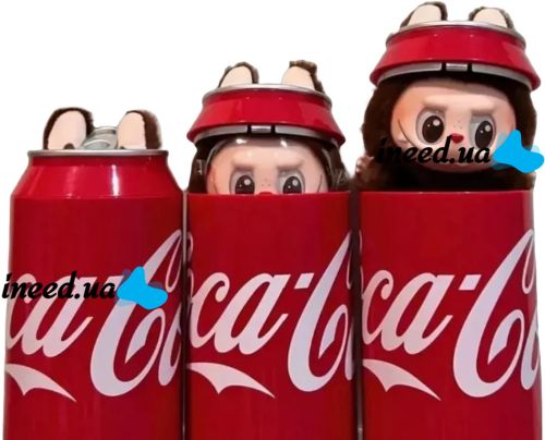 Детская плюшевая игрушка The Monsters Labubu Coca Cola 15 см, Мягкая коллекционная фигурка сюрприз Лабубу в банке Кока кола для детей