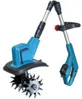 Makita HA-1039 cordless hand cultivator for loosening and weeding the vegetable garden, Cordless electric cultivator with 2 batteries for garden Blue