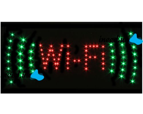 Светодиодная рекламная LED вывеска Wi-Fi Вай фай 48x25 см торговая табличка для внутренней рекламы, световое табло WIFI для кафе и бара от сети