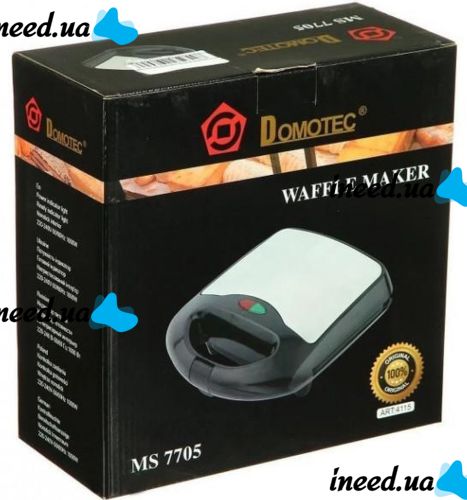  Электрическая вафельница Domotec MS-7705 с антипригарным покрытием для бельгийских вафель 1000W, Бытовая бутербродница сендвичница, Электровафельница