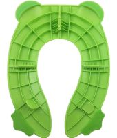 Child's Folding Potty Seat Toad travel folding plastic toilet seat potty training pad with cover Frog Green 35X30 cm