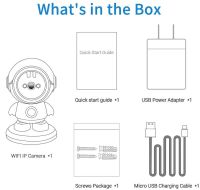 Wireless Baby Monitor Wi-Fi IP Surveillance Camera ESCAM PT302 Cosmonaut with Motion Sensor and Call Function, Rotary Baby Monitor 2K Gray
