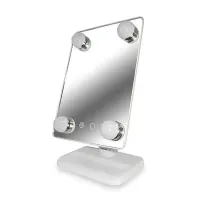Настольное косметическое зеркало Cosmetie mirror 360 Rotation Angel с LED подсветкой для макияжа, Компактное прямоугольное сенсорное зеркало Белое
