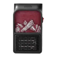 Портативный мини обогреватель с имитацией пламени Flame Heater W-012 с LCD экраном 800W в розетку, Тепловентилятор камин с пультом 800Вт Черный