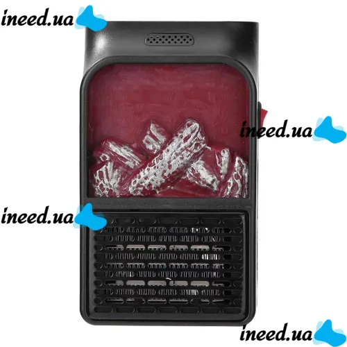 Портативный мини обогреватель с имитацией пламени Flame Heater W-012 с LCD экраном 800W в розетку, Тепловентилятор камин с пультом 800Вт Черный