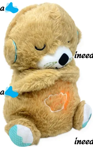 Светящаяся дышащая Выдра Fisher Price FXC66 30 см с дыханием для сна детей, мягкая плюшевая игрушка музыкальный ночник от батареек Коричневая