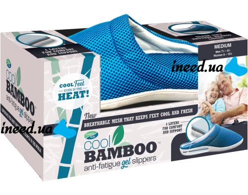 Бамбуковые тапочки Cool Bamboo Anti-Fatigue Gel Slippers для снятия усталости ног 41 размер, расслабляющие гелевые тапки из пены с эффектом памяти
