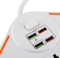 Универсальный сетевой фильтр удлинитель Anti-Static Socket Remax BKL-07 на 3 розетки 4 USB 3.4A, Электрический тройник с предохранителем PS07 Белый