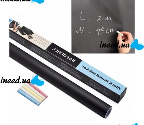 Настенная пленка для рисования мелом Black Board Sticker GS-0668 200x60 см + 5 мелков, Самоклеящаяся детская художественная наклейка на стену 