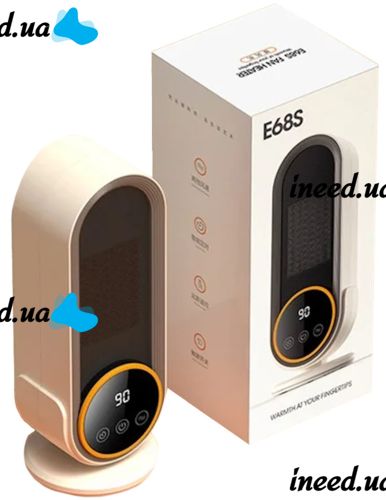Электрический керамический обогреватель тепловентилятор Heating Fan E68S 1200W, Переносной электрообогреватель дуйка 2 режима с пультом ДУ для дома