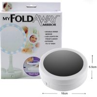 Desktop Round Cosmetic Mirror with LED Backlight My Fold Away For Makeup , Folding Magnifying 10x Mirror Transformer with Organizer