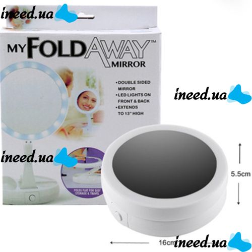 Desktop Round Cosmetic Mirror with LED Backlight My Fold Away For Makeup , Folding Magnifying 10x Mirror Transformer with Organizer