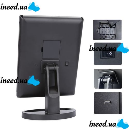 Cosmetic Triple Mirror with Touch Button Superstar Magnifying Mirror JN-817 3 in 1 with Magnification, Folding Mirror with LED Backlight Black