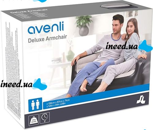 Inflatable Double Sofa Armchair Avenli 98139 Inflatable Sofa up to 200 kg for Relaxation, Flocked Ottoman Bed XL-1134 138x87x71 cm for Home