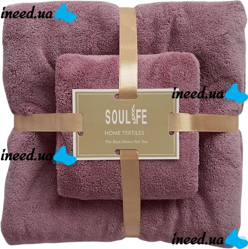 Комплект полотенец для лица, рук и ног Home Textiles 2 штуки, Подарочный набор банное полотенце 70x140, 35x75 см полотенца из микрофибры для ванной