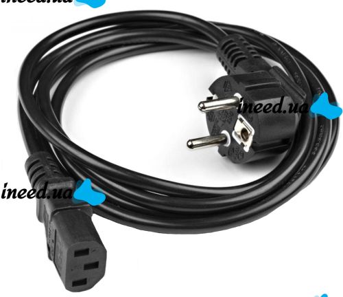 Сетевой шнур питания для PC компьютера и ноутбука 220-250V 10A 1.5 м, Кабель для блока питания, монитора