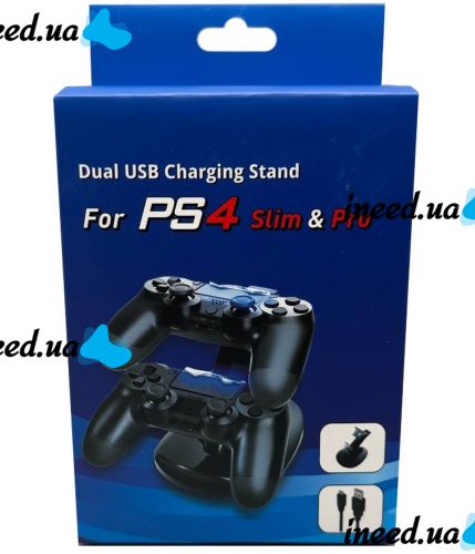 Зарядная станция подставка UKC WG-01 для зарядки на 2 джойстика Playstation PS4 Slim/Pro Зарядное устройство для геймпадов джойстиков с подсветкой