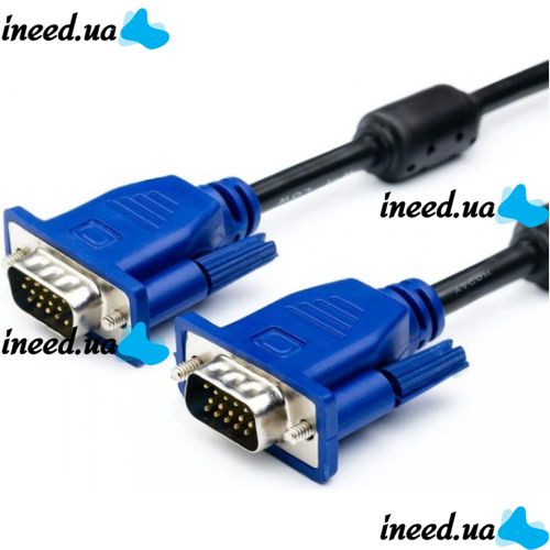 Кабель, переходник GBX с VGA на VGA длинной 10м с двумя фильтрами Интерфейсный для монитора 10 метров с фильтром, Шнур для телевизора, проектора