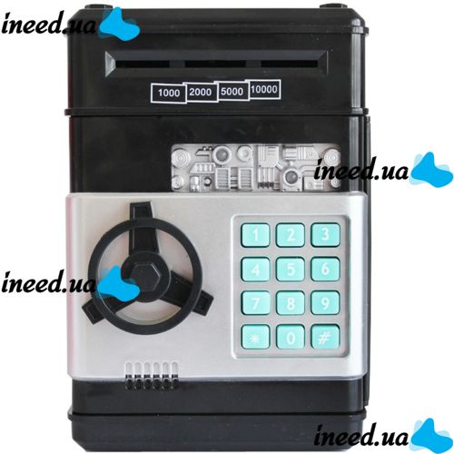 Children's electronic piggy bank safe Mony Safe, bill acceptor, ATM, with combination lock for paper bills, coins with Piggy Number Bank batteries