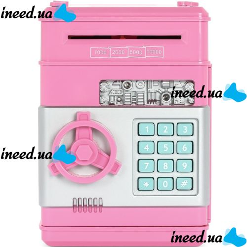 Children's electronic piggy bank safe Mony Safe, bill acceptor, ATM, with combination lock for paper bills, coins with Piggy Number Bank batteries