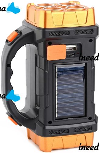 Handheld Rechargeable Flashlight with Powerbank X-Balog HB-2678 1500mAh Solar Powered Portable LED Flashlight Floodlight for Camping USB