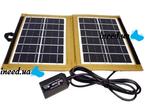 Складная солнечная панель батарея Solar Panel CCLamp CL-670 7W с USB выходом для зарядки телефона, Портативная зарядная станция трансформер от солнца