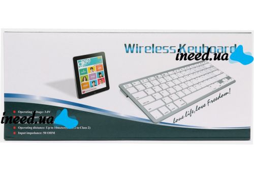 Беспроводная ультратонкая Bluetooth клавиатура Wireless Keyboard X5 Silver для ПК компьютера и планшета с блютуз на батарейках X-5 Серебряная
