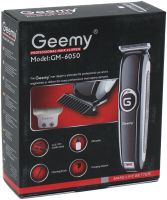 Акумуляторна машинка для стрижки волосся GEMEI GM-6050 професійний бездротовий чоловічий тример для вусів, бороди і змінними насадками Geemy