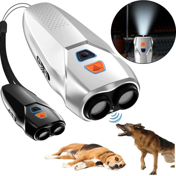 Профессиональный мощный ультразвуковой отпугиватель собак Ultrasonic Dog Repeller PU 70 с аккумулятором и фонариком, защита от собак