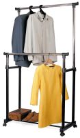 Телескопічна стійка-вішалка для зберігання одягу та взуття Double Pole Clothes Horse підлогова пересувна стійка, подвійна вішалка на коліщатках