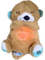Светящаяся дышащая Выдра Fisher Price FXC66 30 см с дыханием для сна детей, мягкая плюшевая игрушка музыкальный ночник от батареек Коричневая