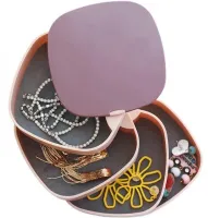 Вращающаяся шкатулка органайзер Rotatable Jewellery Organizer LD-688 для хранения ювелирных украшений 4 отделения с зеркалом, Футляр для бижутерии
