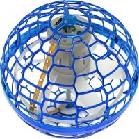 Светящийся летающий шар спиннер FlyNova pro Gyrosphere USB с LED подсветкой, Интерактивная игрушка левитирующий мяч бумеранг 95мм для детей Синий