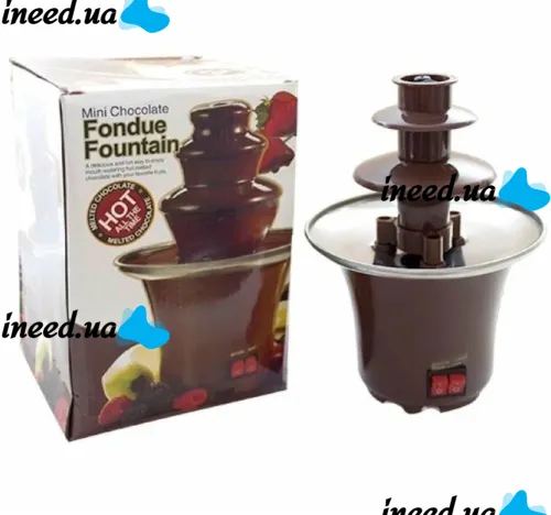 Шоколадний фонтан Фондю Mini Chocolate Fondue Fountain LY-280 на 2 яруси 60W, Фондюшниця міні фонтан для шоколаду з харчової нержавійки, Коричневий