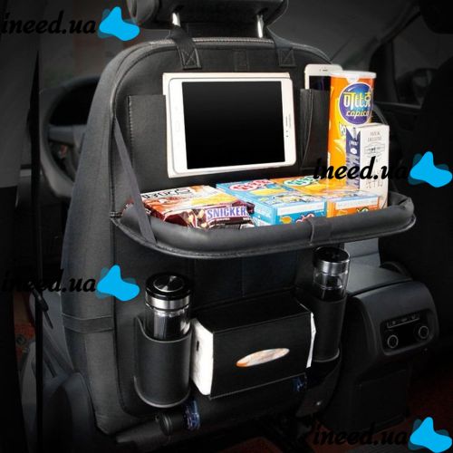 Автомобильный кожаный органайзер для заднего сиденья Folding Dinner Posture Back Handing Bag на спинку переднего сидения