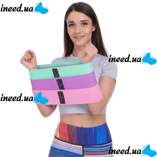 Тканевые эластичные фитнес резинки Luting Hip Resistance Bands 3 шт + мешочек для пилатеса, Набор резинок для фитнеса Эластичная лента эспандер для пилатеса