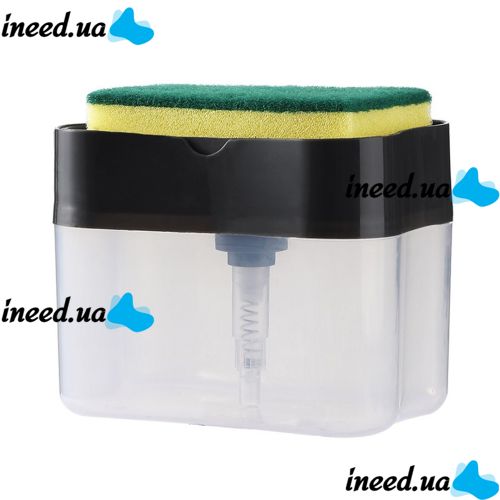 Kitchen Sponge Dispenser Soap Pump Sponge Caddy, Pressure Dispenser for Liquid Soap with Stand, Organizer for Washcloths with Soap Dish