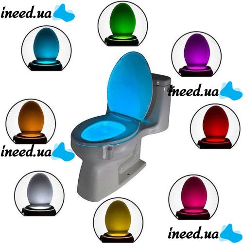 Автономная цветная LED подсветка Light Bowl Toilet Led для унитаза с датчиком движения и света 8 цветов, Светодиодный светильник в унитаз Белый