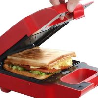 Электрическая сэндвичница вафельница Breakfast Machine BQ ST1008 со сменными панелями 600W, бутербродница для приготовления сендвичей от сети 220V Красная