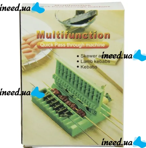 Форма шампур Multifunction Quic Pass through machine для нанизывания шашлыка мяса и овощей, Трафарет для надевания мясных рулетиков Зеленый