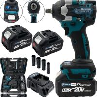 Беспроводной ударный гайковерт Makita DTW500BL 20V 4Ah 2 аккумулятора, Аккумуляторный бесщеточный гайковерт PROFI-TEC 350 Нм с головками в кейсе
