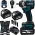 Беспроводной ударный гайковерт Makita DTW500BL 20V 4Ah 2 аккумулятора, Аккумуляторный бесщеточный гайковерт PROFI-TEC 350 Нм с головками в кейсе