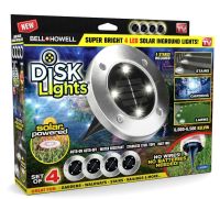 Уличный садовый LED светильник на солнечной батарее Solar Disk Lights, Универсальная подсветка в сад IP65, Грунтовой светодиодный фонарь со штыком