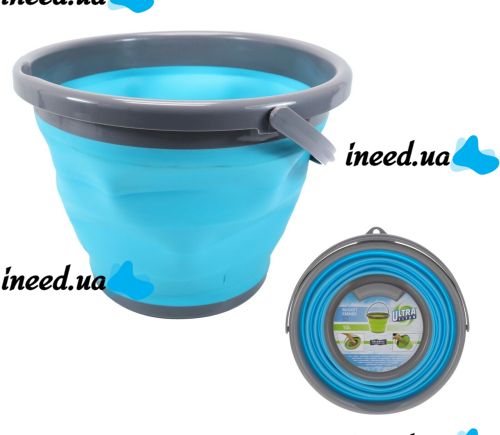 Складное силиконовое ведро на 5 литров Collapsible Bucket Emmer CB-5, туристическое универсальное круглое ведро Supretto с ручкой 5л